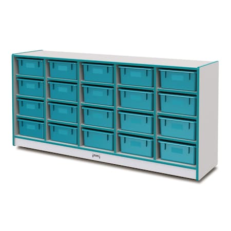 Jonti-Craft Rainbow Accents 20 Tub Mobile Storage, with Tubs, Teal 4021JCWW005